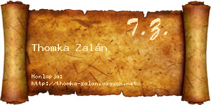 Thomka Zalán névjegykártya